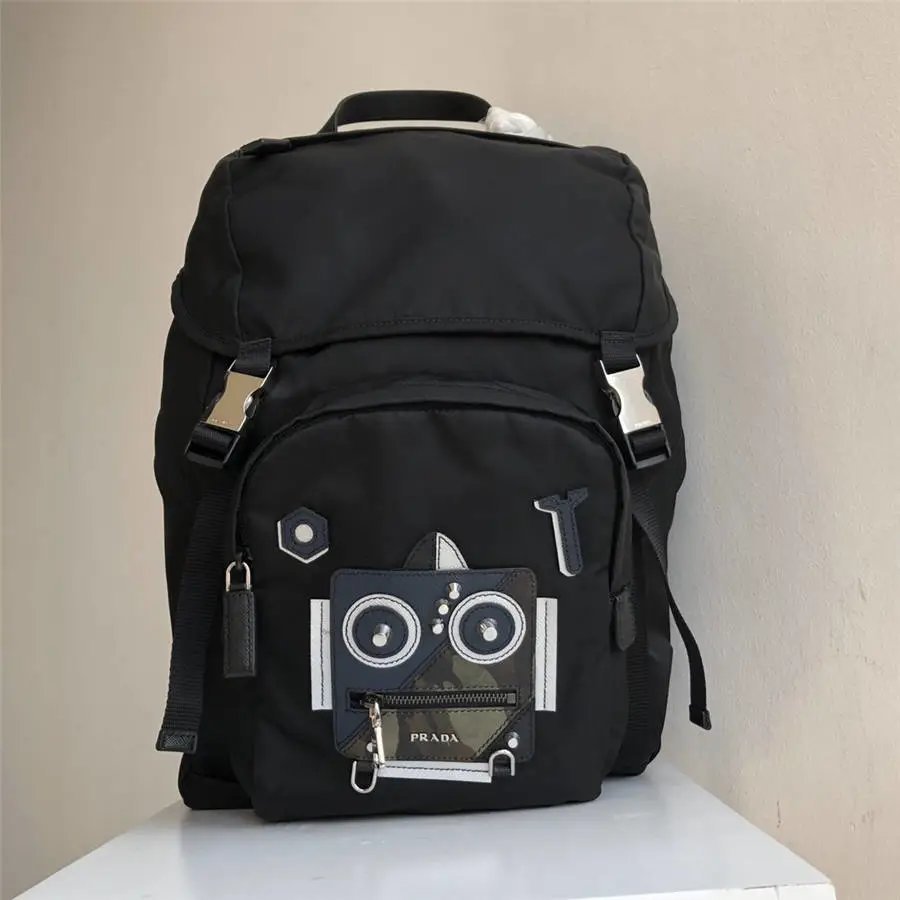 PRADA Mens Backpack Robot Pattern Leisure Travel Backpack 2VZ135