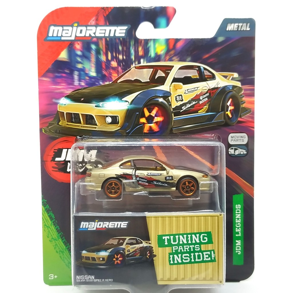 Majorette JDM Legends Nissan Silvia S15 Spec R Aero Gold 1:64 (3") ในแพ็คเกจ