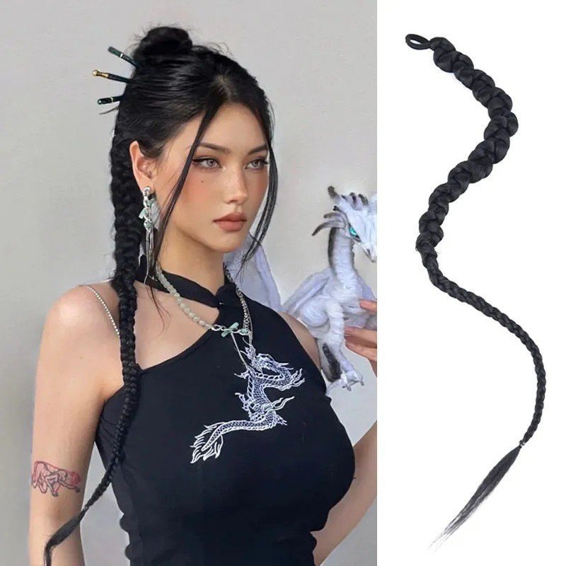 สไตล์มวย Braids Twist Braids วิกผมหางม้า Braids แอฟริกันสกปรก Braids ยืดหยุ่นผมแหวน Fishbone Braids 