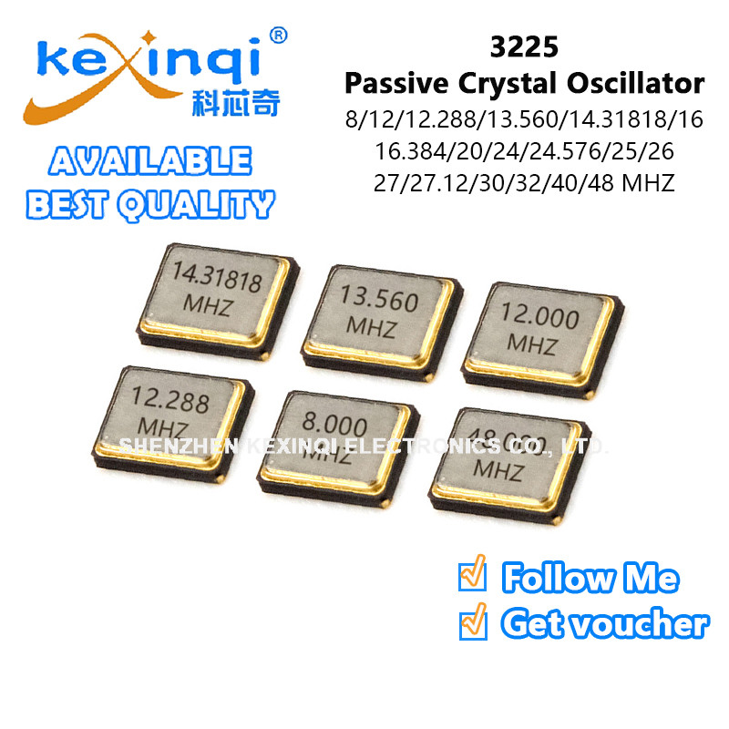 (5 ชิ้น) 3225 SMD Passive Crystal Oscilator 8MHz 13.560MHz 16.384MHz 20MHz 24.576MHz 27MHz 27.212MHz