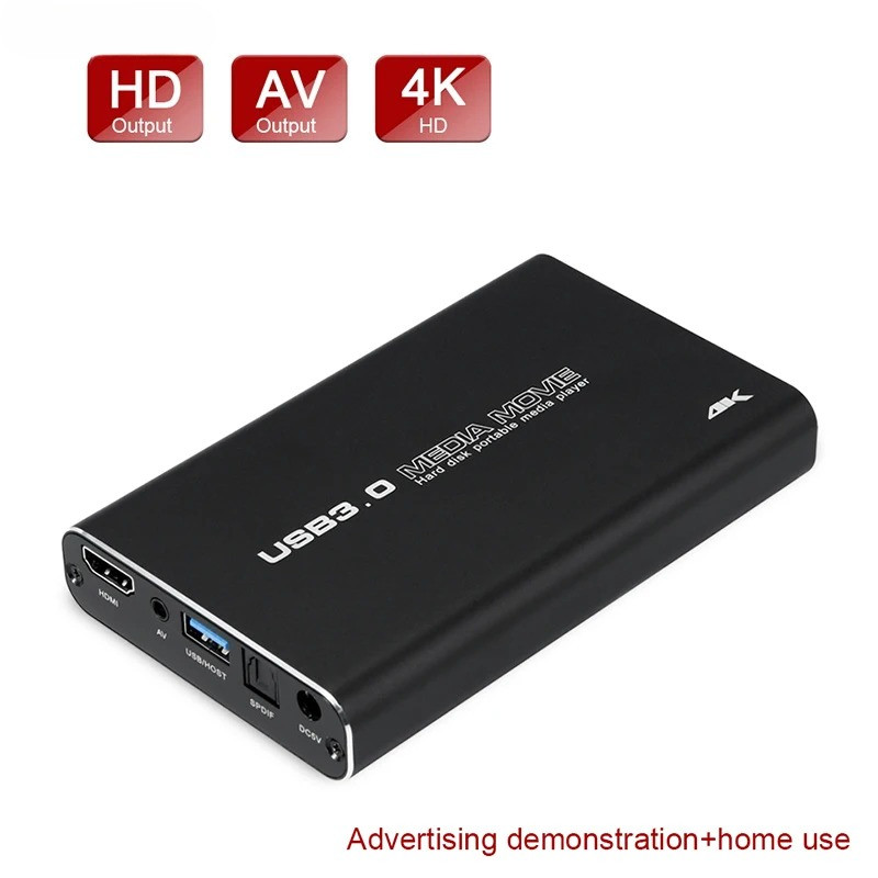 4K Full HD H.265 MKV USD3.0 HDD Media Player Center พร้อม Auto Play สําหรับ USB OTG SD AV TV AVI RMV