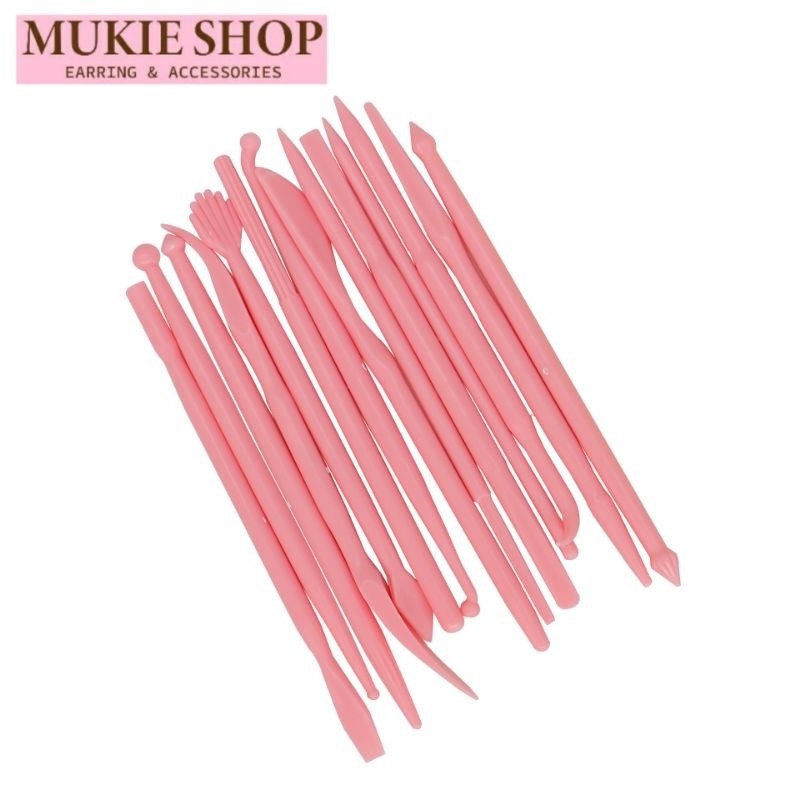 Mukie shop DIY ชุด เครื่องมือ อุปกรณ์ดินปั้น ไม้ปั้น ไม้กด ฟองดองท์ ปั้นดิน 14แท่ง 28หัว มุกี้ ช้อป