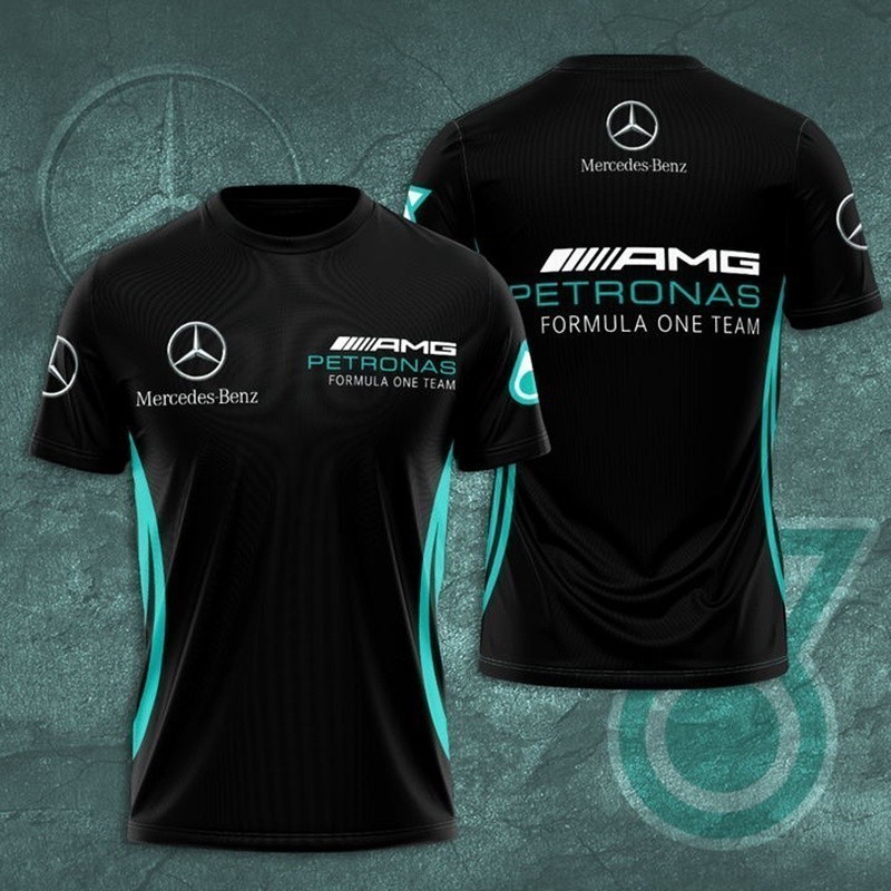 เสื้อยืดแขนสั้น Mercedes-Benz AMG Team Driver Edition  breathable สีดำและขาว สำหรับผู้ชาย