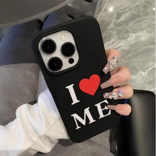 เคสไอโฟน16 เหมาะสำหรับ IPhone 15 11 13 16 12 14 17 Pro Max XR XS X Max 15 7 11 8 Plus 12MINI รัก เคสโทรศัพท์สีดำ เคส imd