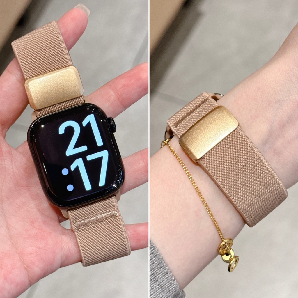 Magnetic Snap สายไนลอนสบายสําหรับ iWatch S11 10 9 8 7 6 5 4 SE3 ULTRA ขนาดเล็กบางสายสํารองสร้อยข้อมือสําหรับ iwatch 49 มม.46 45 44 42 41 40 38 ยืดหยุ่น ราคา ถูกที่สุด ดีลบีเคเค แกลเลอรีภาพที่ 4