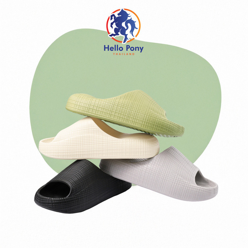Hello Pony รุ่น MHM4013 รองเท้าแตะเปิดส้น รองเท้าอุ้งเท้าแมว ใส่สบาย EVA พื้นหนานุ่ม ลายตาราง ใช้ได้