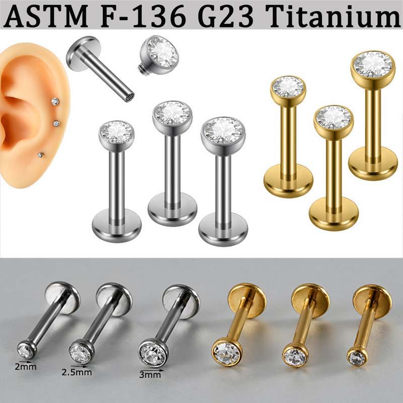 ต่างหูสตั๊ดแบนหัว Titanium และ Zirconia สำหรับการเจาะใหม่ ขนาด 16 Gauge ออกแบบมาเพื่อใช้งานบน Tragus, Helix, Rook, Pinna และ Lobe โดยปราศจากสารก่อภูมิแพ้