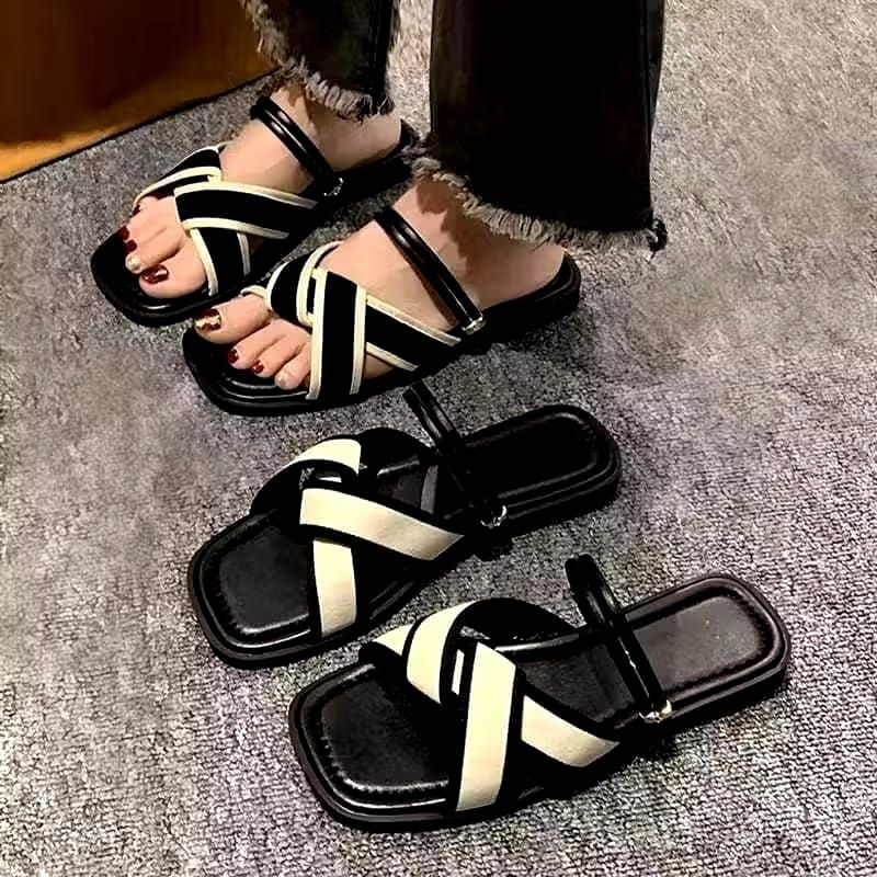 Moana รองเท้าแตะส้นแบนสตรีแพลตฟอร์มรองเท้าแตะอินเทรนด์ Koop Back Strap