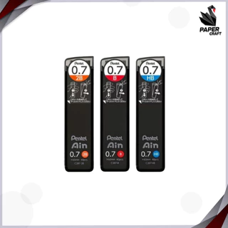 Pentel (เพนเทล) ไส้ดินสอกด หลอดดำ รุ่น Ain ขนาด 0.3, 0.5, 0.7, 0.9 ความเข้ม HB, B, 2B, 3B, 4B ( 1 หลอด)