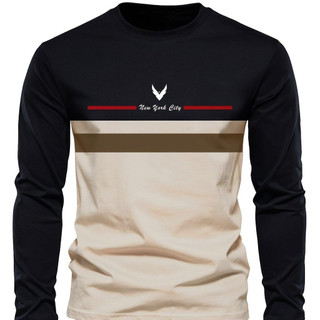 Sports Casual Round Neck Dry Fit Long Sleeve for Men Color Block Printing Tshirt for Men Outdoor Streetwear Soft Comfortable T Shirt