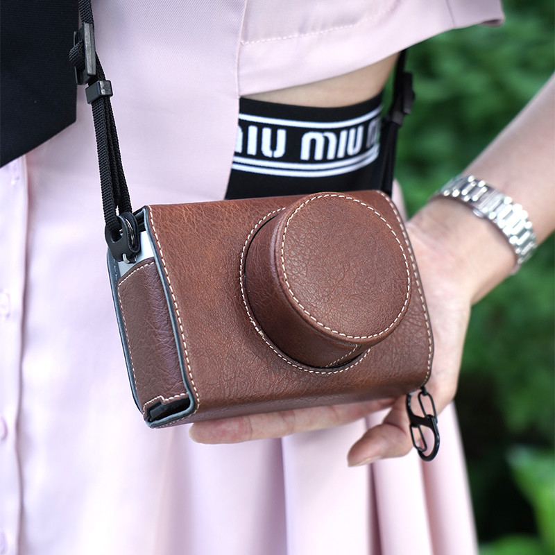 เหมาะสําหรับกระเป๋ากล้อง Fuji XE5 เคสป้องกัน X-E5 เคสหนัง xe5 ซองหนัง Crossbody สีชมพูกระเป๋ากล้องดิ