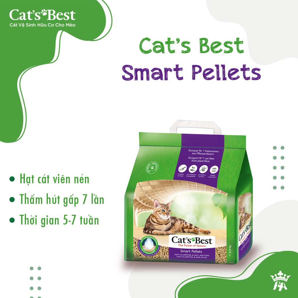 CatsBest ทรายแมว cats Best Smart Pellets ขยะออร์แกนิกสําหรับแมวขนยาว | 2.5กก. - 5กก. - 10กก | ไม่ติด