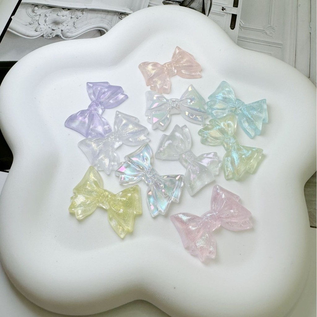 หมุดรองเท้าแตะพร้อมโบว์สะท้อนแสง 2 ชิ้น | สินค้าสำหรับทำเอง (DIY)