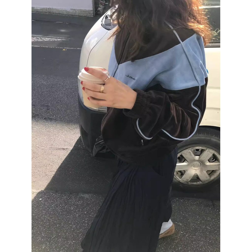 [SR-STUDIO] เสื้อแจ็คเก็ตสไตล์กีฬา retro แบบเกาหลี