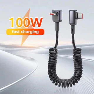 6A Car Nylon Braided Spring Data Cable, สามมิติ Double Bend Type-c/usb-c Fast สายชาร์จ, 100w Fast CHARGING เหมาะสําหรับ IOS 16/17