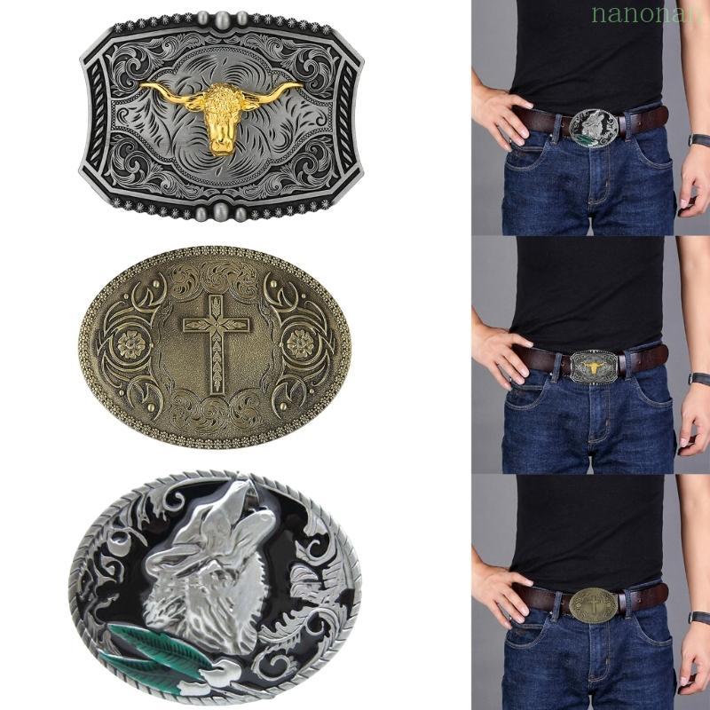 Nan Relief Pattern Belt Buckle Cowboy DIY Belt Accessories Multiple Type สามารถเลือกได้