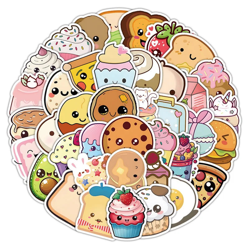 10/30/60PCS Kawaii Dessert MeMe Stickers Food Cartoon Graffiti DIY Diary Loptop Phone Guitar Bike Sk