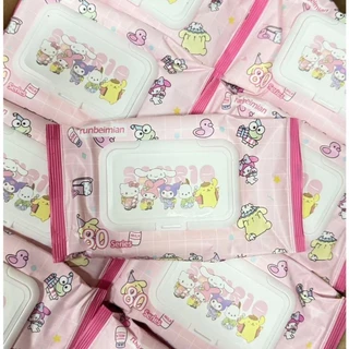 Miki.hp ทิชชู่เปียก Baby Wipes ˚ʚ🍒ɞ˚ Sanrio 10 ห่อ ˚ʚ🍒ɞ˚ ผ้านุ่มชุ่มชื่นขนาดพกพา พร้อมส่ง💧💧
