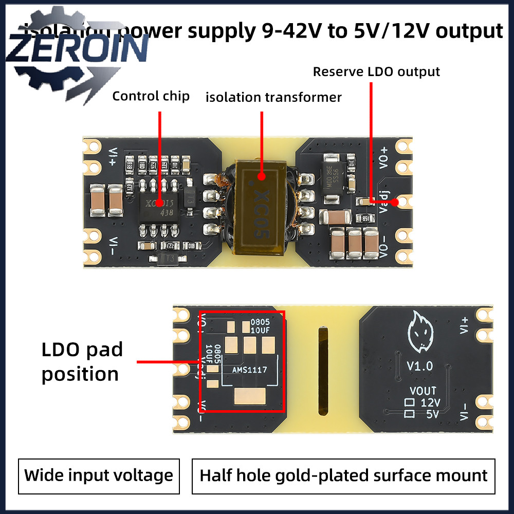 XC5015 DC-DC 9-42V ถึง 5/12V เอาต์พุต Step-Down โมดูลแยกแรงดันไฟฟ้ากว้างโมดูลต่ํา Ripple Power โมดูล