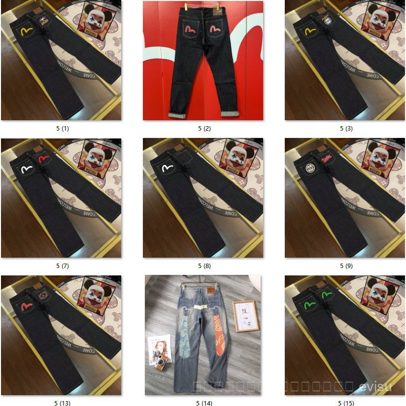 evisu กางเกงยีนส์สตรีทแวร์ คุณภาพสูง