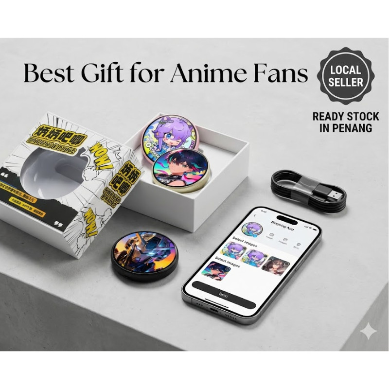 Bingbing ป้ายอิเล็กทรอนิกส์ BW01 อะนิเมะคอสเพลย์ DIY GIF Badge IPS HD Full Color App โปรแกรมในปากกา