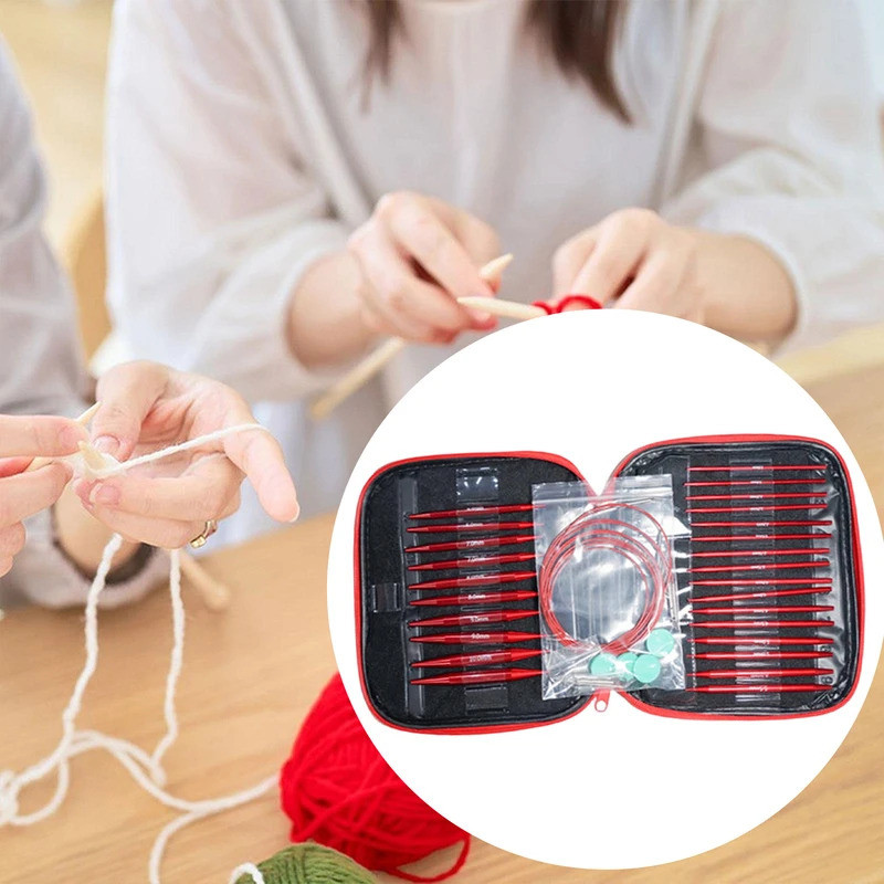 Circular Knitting Needle Set Aluminum Alloy Supplies Portable Knitting Tool Multifunctional Knitting