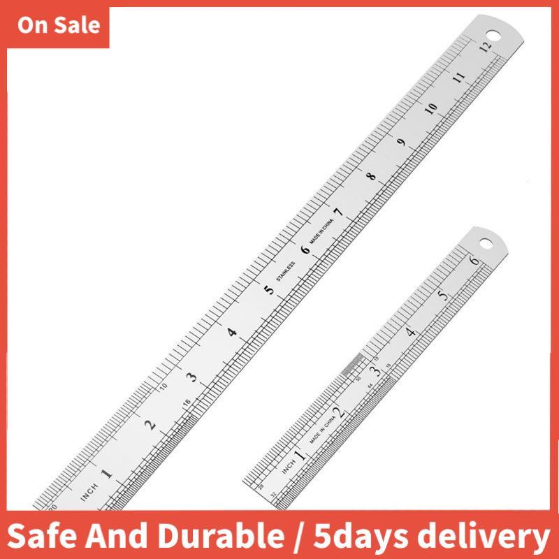 ไม้บรรทัดสแตนเลส 12 นิ้ว + ไม้บรรทัดโลหะ 6 นิ้ว