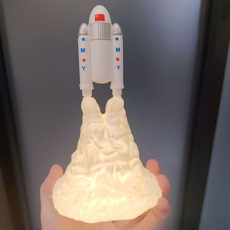 Glowing Space Rocket นักบินอวกาศเค้ก Toppers Shining Universe Decor สําหรับเด็กวันเกิด Party ขนมตารางอุปกรณ์
