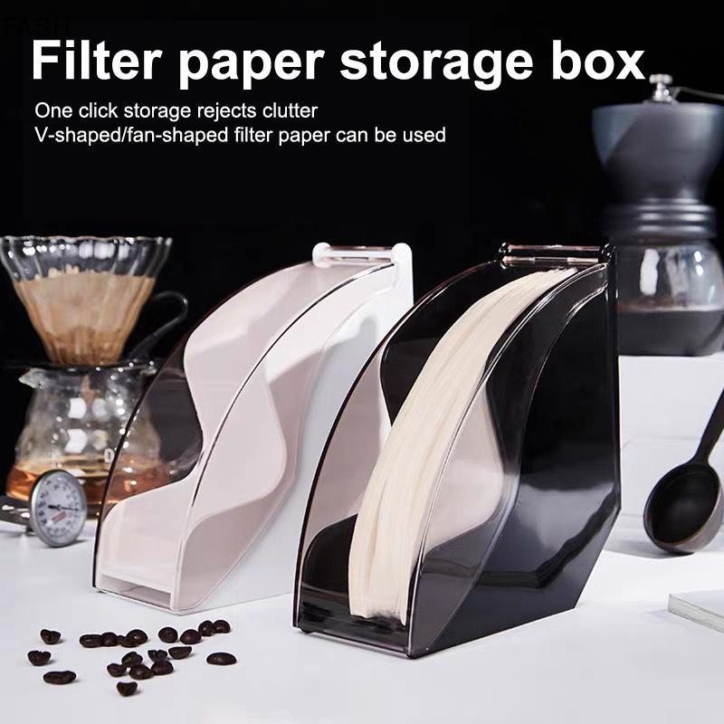 FASH กระดาษกรองกาแฟ 100 ชิ้นกล่อง V01 V02 V60 เครื่องชงกาแฟกรองไม่มีสารฟอกขาวป้องกันฝุ่นกล่องอะคริลิค REXX