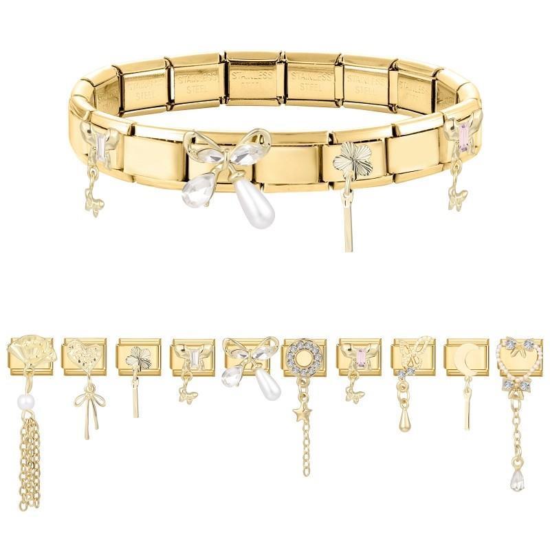 สร้อยข้อมือสแตนเลสสไตล์อิตาเลียน ตกแต่งด้วยโบว์หัวใจสีแดงและชาร์ม เพิ่มความสวยงามในการทำเครื่องประดับเอง - รูปที่ 4