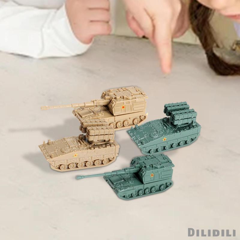 [Dilidili] 4x 1: 144 Montent Tank Model, Wheel Vehicle Model, Ornament, Tank Model, 4D Model for Boy