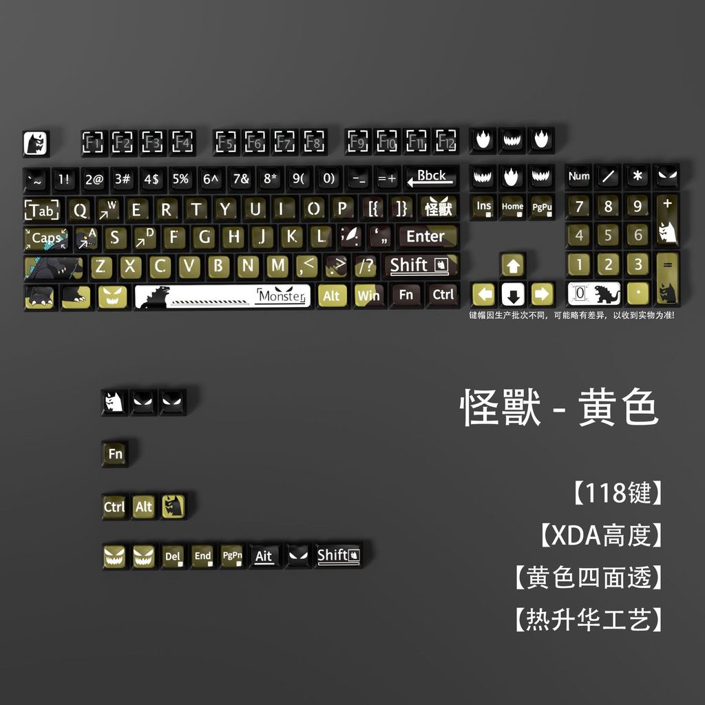 keycap คีย์แคป คีย์แคปไทย Monster Anime Series Four-Sided Transparent Keycap PBT Sublimation XDA ควา
