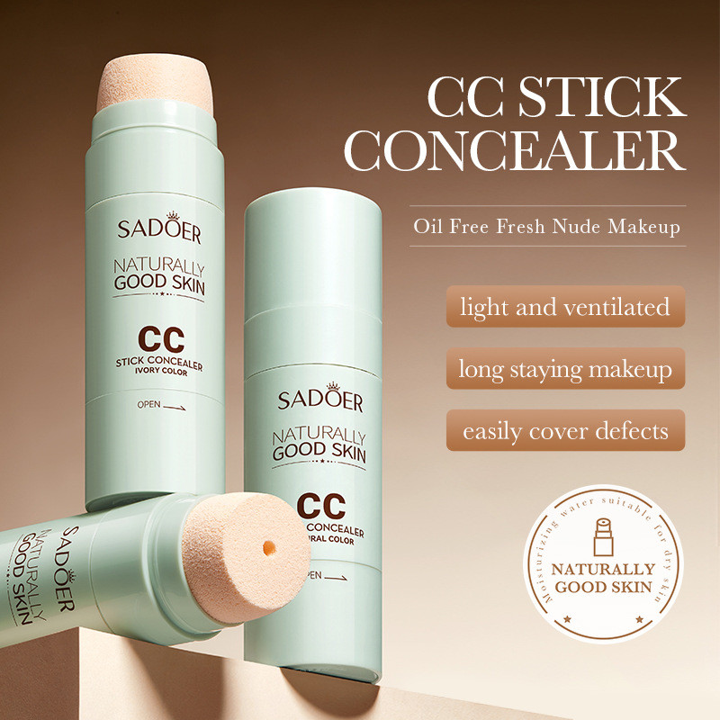 SADOER Light คอนซีลเลอร์ CC Stick คอนซีลเลอร์ไม่ถอดแต่งหน้ากันน้ํา Repairing BB ครีม EQC0