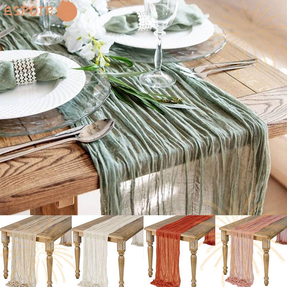 ESPOIR1 ตาราง Runner, Retro Semi-Sheer Gauze ผ้าชีสการตั้งค่าตาราง,อเนกประสงค์ Vintage จัดเลี้ยง Arches Boho Decor