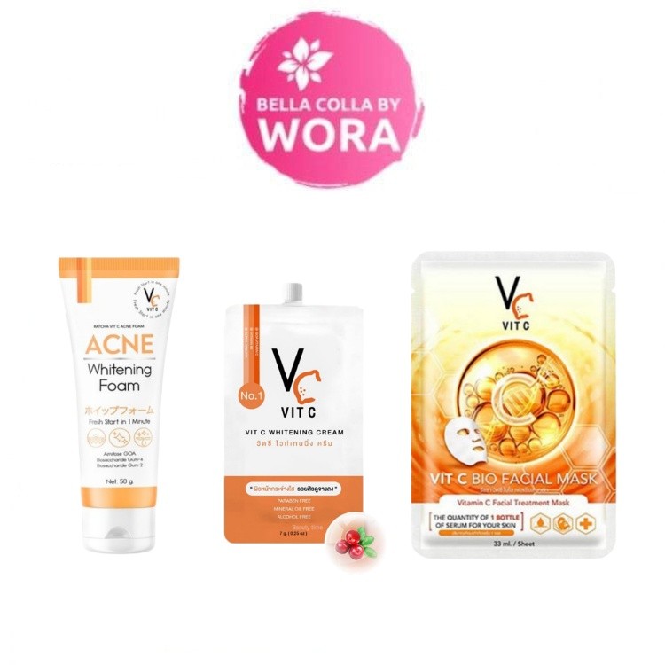 VC Vit C Whitening Cream [7 g.] / VC Vit C Acne Foam [50 g.] / Mask [33 ml.]