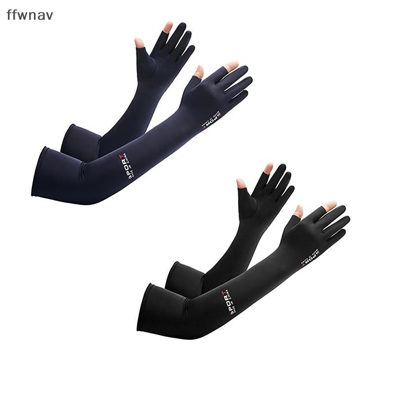 Ffwnav ปลอกแขนตกปลาสำหรับผู้ชาย, ถุงมือป้องกันยูวีผ้ายืดผ้าไอซ์ซิลค์สำหรับฤดูร้อนแขนเสื้อสำหรับปั่นจักรยานกลางแจ้ง
