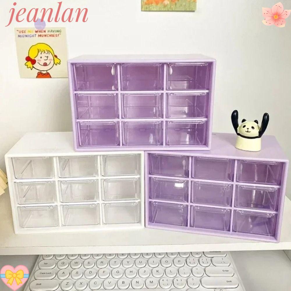 JLAN กล่องเก็บ, PVC 9 กริดเดสก์ท็อปลิ้นชัก,แบบพกพาลิ้นชักขนาดเล็กกันฝุ่นโปร่งใสลิ้นชัก Organizer กล่องสําหรับเครื่องประดับเครื่องสําอาง