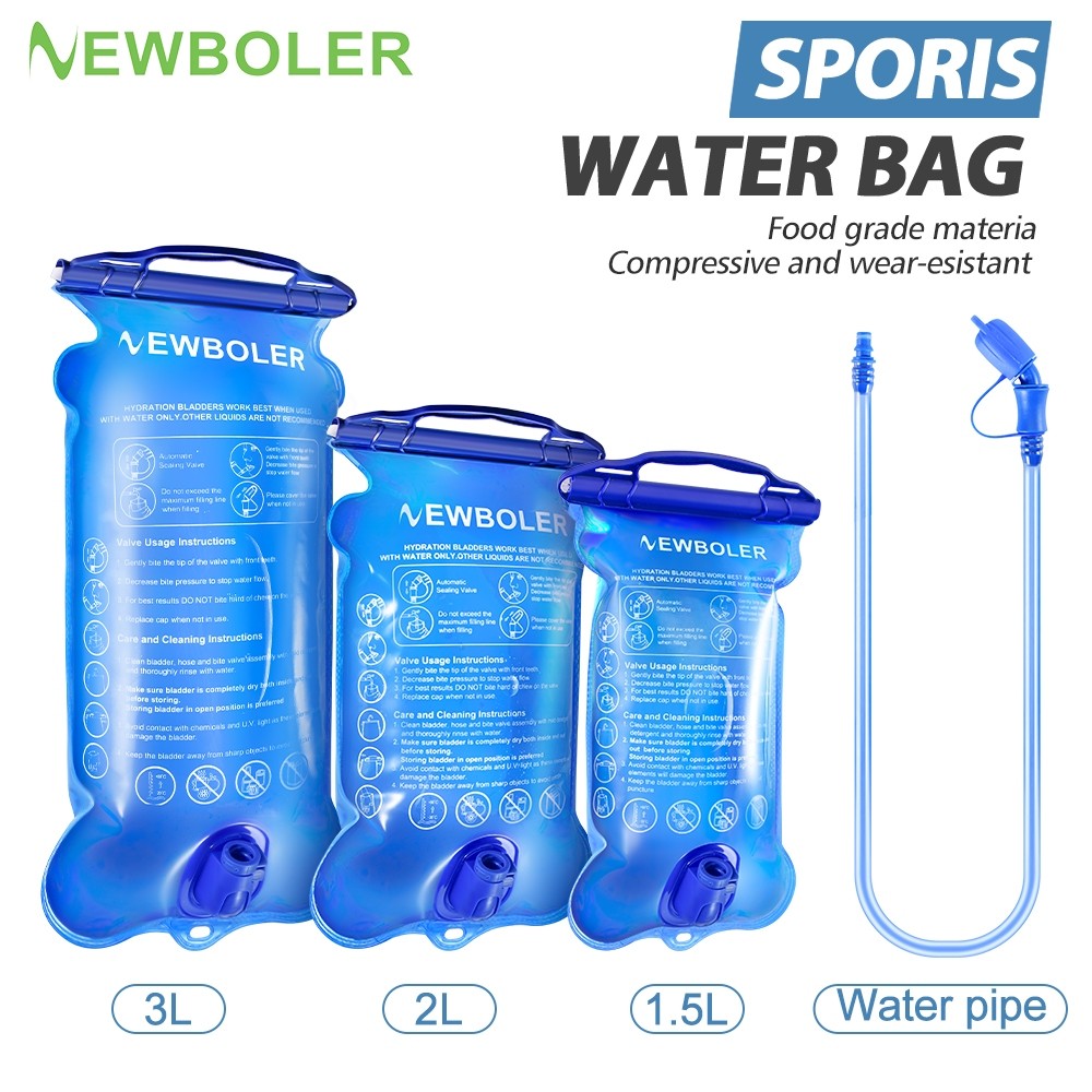 Newboler ที่เก็บน้ำพกพาขนาดใหญ่ PEVA BPA-Free สำหรับการวิ่ง ล่องแก่ง แคมป์ปิ้ง และขี่จักรยาน