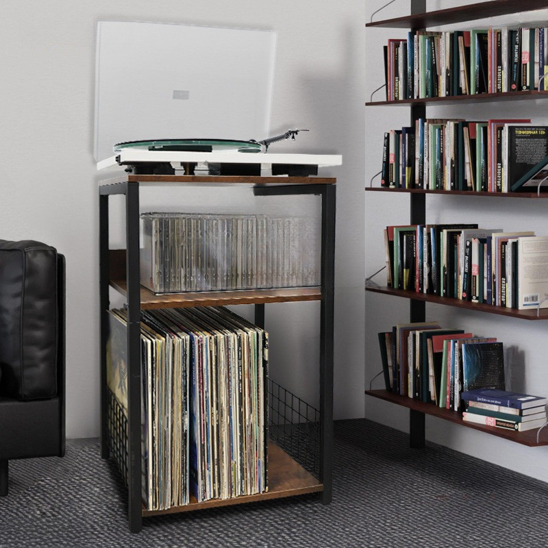 Retro Vinyl Record Record Record Record Record Record Player Audio Machine Shelf Three-Layer Floor S