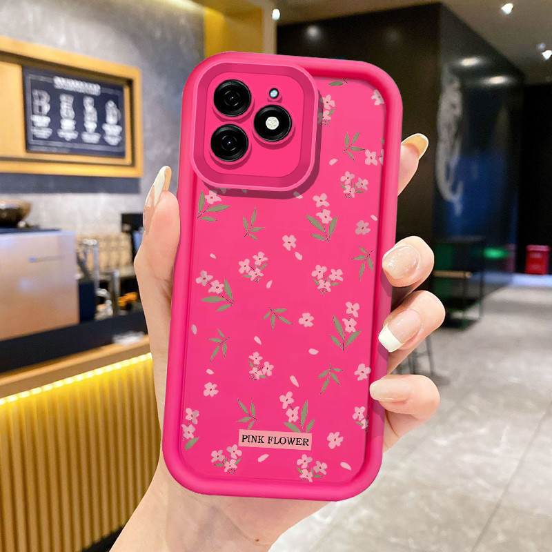 ดอกไม้สีชมพูเคสโทรศัพท์สําหรับ Infinix Smart 9 HD Tecno POP 9 Spark Go 1 Spark Go 2025 กันกระแทก Sof