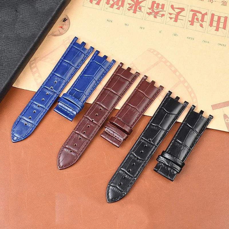 สายนาฬิกาสําหรับ Versace V-RACECHRONO Series GMT คู่เว้านูนอินเทอร์เฟซสายนาฬิกาหนังแท้ผู้ชาย 22 มม.