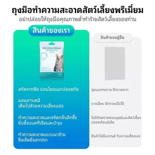 ถุงมืออาบน้ำสัตว์เลี้ยง ทิชชู่เปียก 6 ชิ้น พกพาสะดวก ใช้ได้ทั้งแมวและหมา สะอาดทันใจ