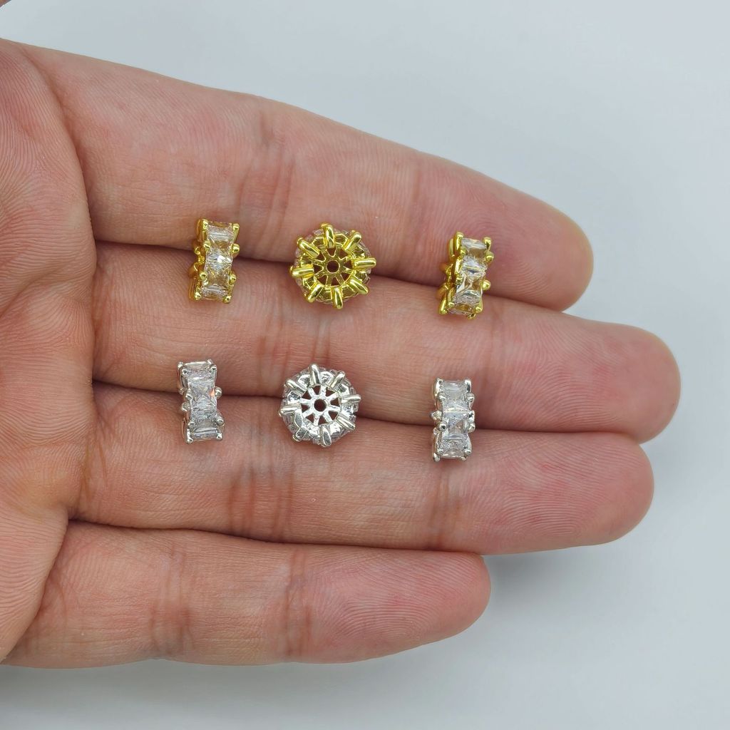 Spacer ลูกปัด 18K เพชร สำหรับงานอุปกรณ์เสริม DIY