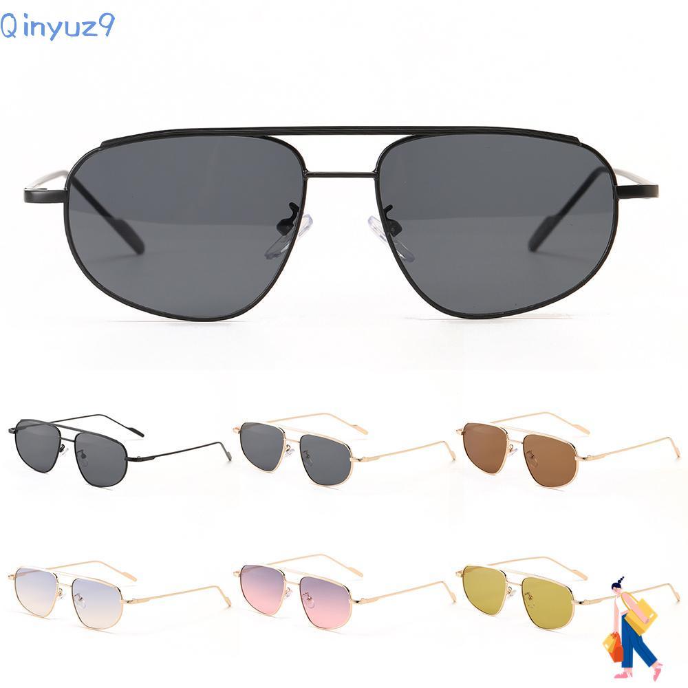 QINYUZ9 Irregular Square Frame Double Bridge Retro Fashion Y2K Shades