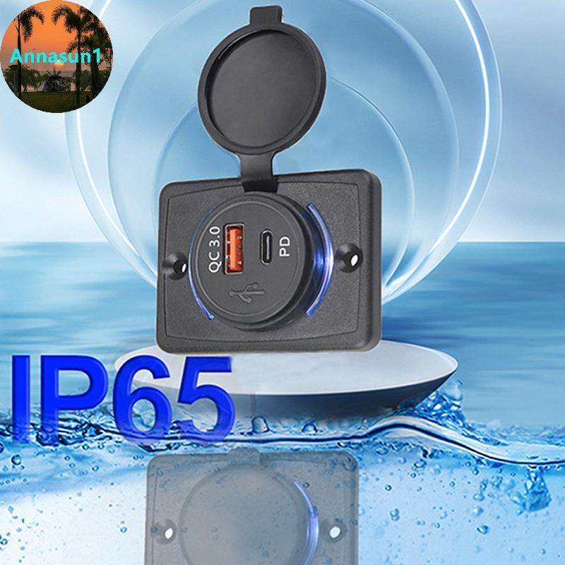 Annasun B21PD QC + PD/ B21 A + C 3.1A ที่ชาร์จแบตในรถ Dual USB อะแดปเตอร์ทรงกลมกันน้ํา Soaet Power อ