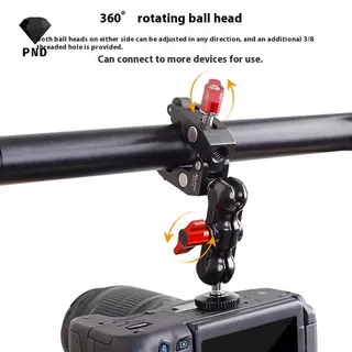 PND 1 ชุดอุปกรณ์ถ่ายภาพกล้องโลหะ Super Clamp พร้อม Double Ball Head Magic Arm สําหรับ DSLR Monitor Light Mic โทรศัพท์ Mount raoog