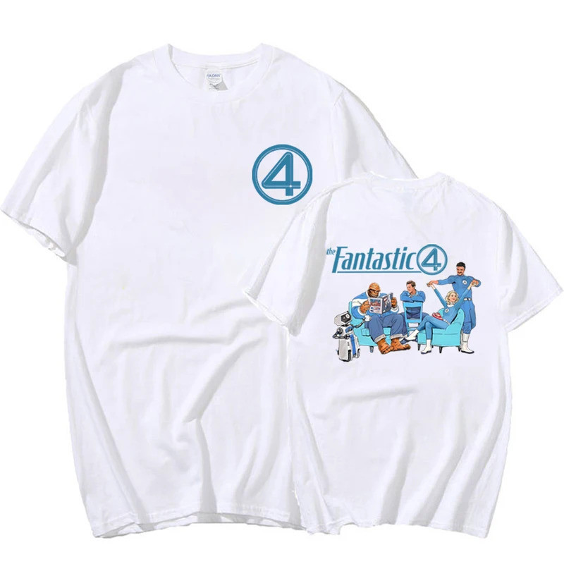 เสื้อแฟนตาสติกโฟร์ เสื้อยืดโลโก้ Fantastic 4 First Step รีด ริชาร์ดส์ สินค้าลิขสิทธิ์ MCU สำหรับผู้ช