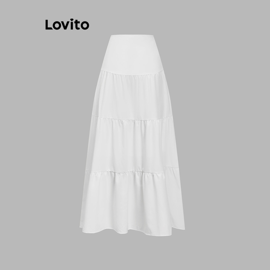 Lovito กระโปรงลำลองผู้หญิง สีพื้น กระโปรงฤดูร้อน/ฤดูใบไม้ผลิ L85AD112 ราคา ถูกที่สุด ดีลบีเคเค แกลเลอรีภาพที่ 5