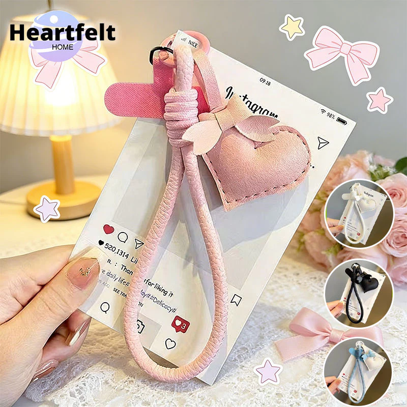 สายคล้องโทรศัพท์หัวใจหนัง ใช้เป็นสายรัดข้อมือหรือพวงกุญแจได้ ป้องกันมือถือหาย ดีไซน์เก๋ เท่ไม่ซ้ำใคร