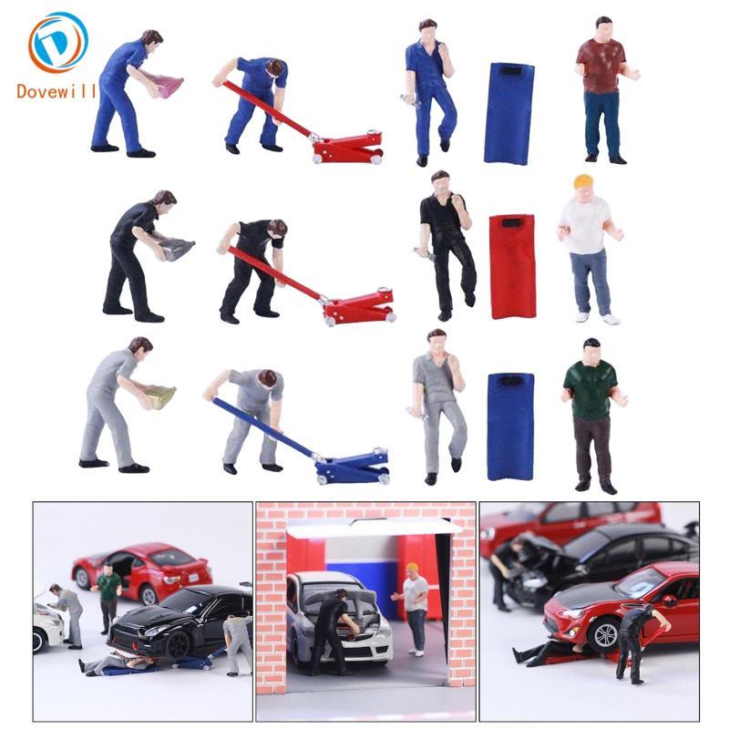 [Dovewill] 1/64 Film Character Diorama Drawing Figure Car Repairer Street Building Scenario Scenario
